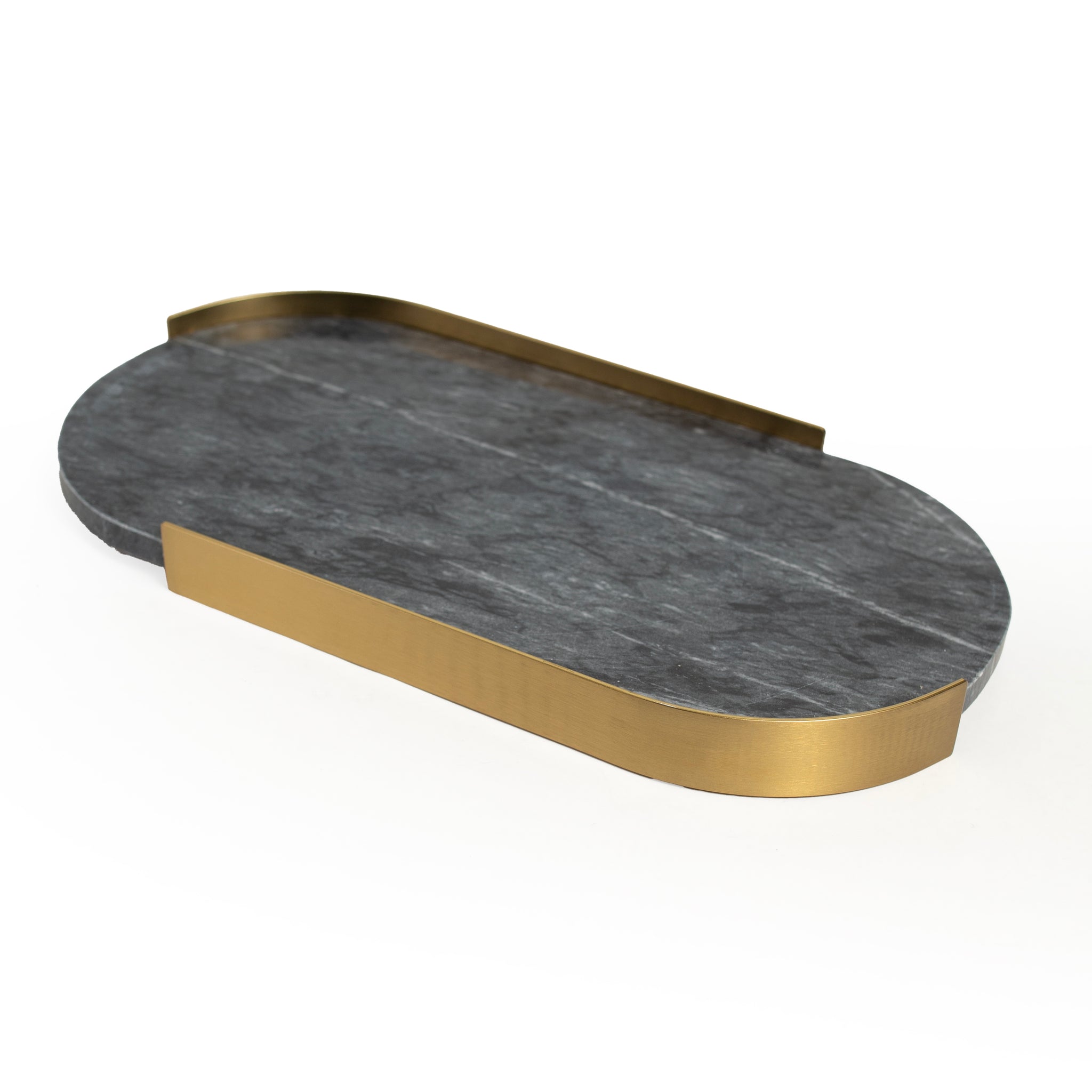 Grande Noir Marble Tray – Brass Trim