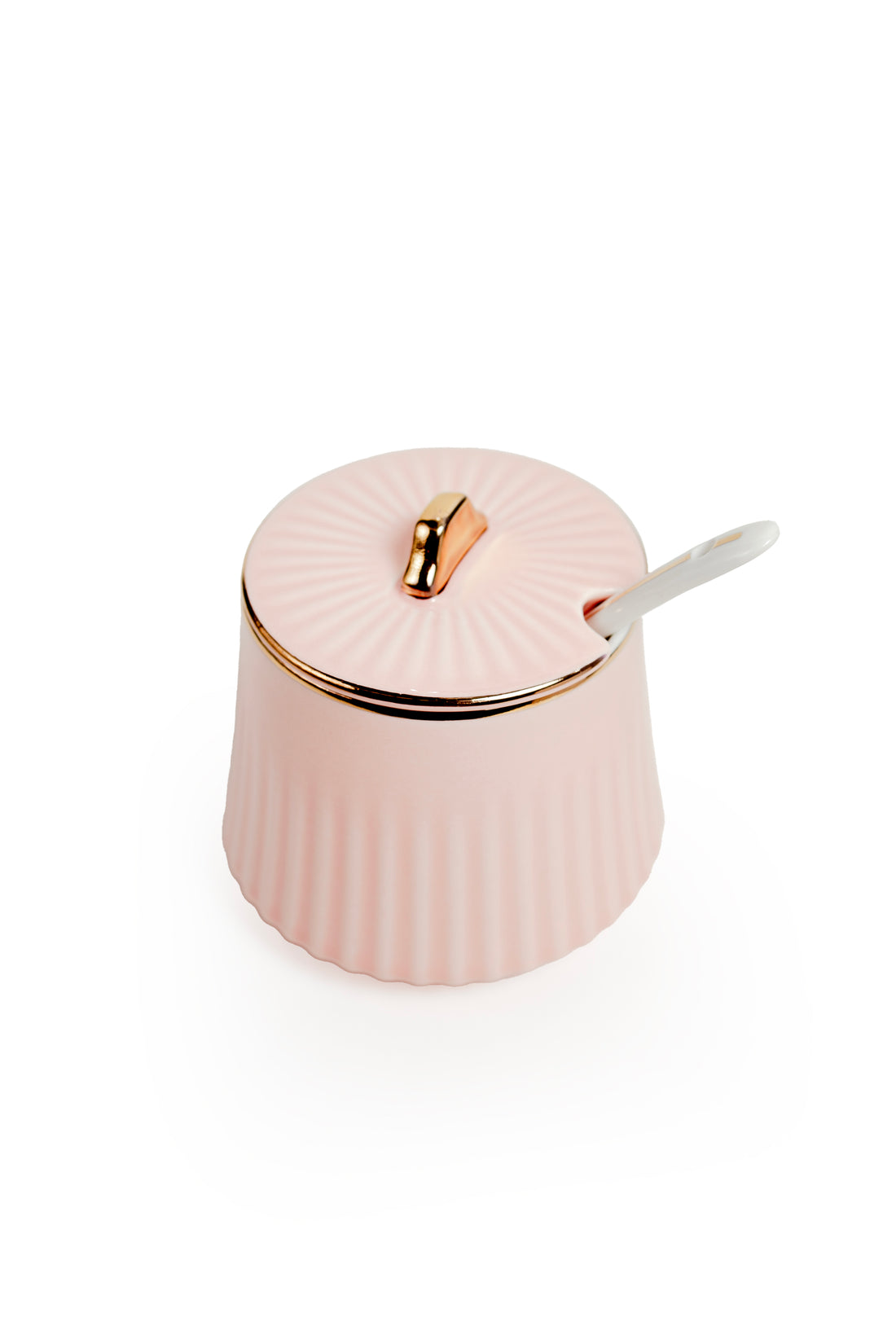 Blush Pink Ceramic Sugar Pot with Spoon