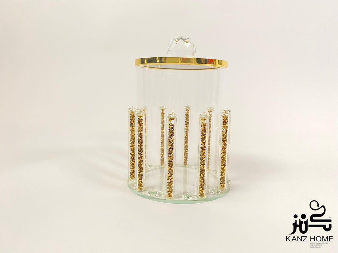 Crystal Luxe Canister Set – 3-Piece Gold & Glass Storage Collection